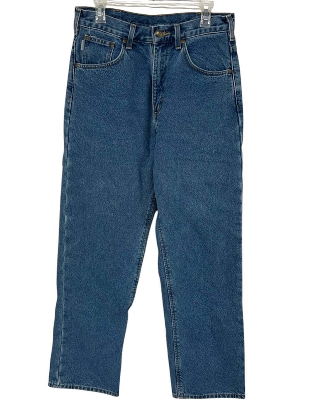 Carhartt 32x32 Classic High-Rise Straight Leg Flannel lined Blue Jeans